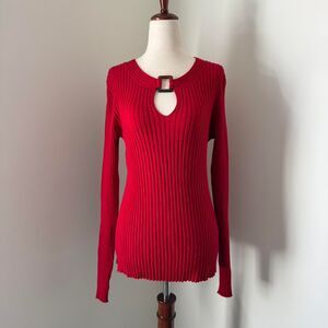 Red Keyhole sweater Size Large